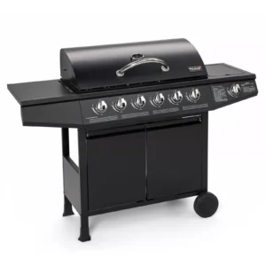 BASIC 6+1 Gasgrill – Edelstahl BBQ Grillwagen mit Seitenkocher