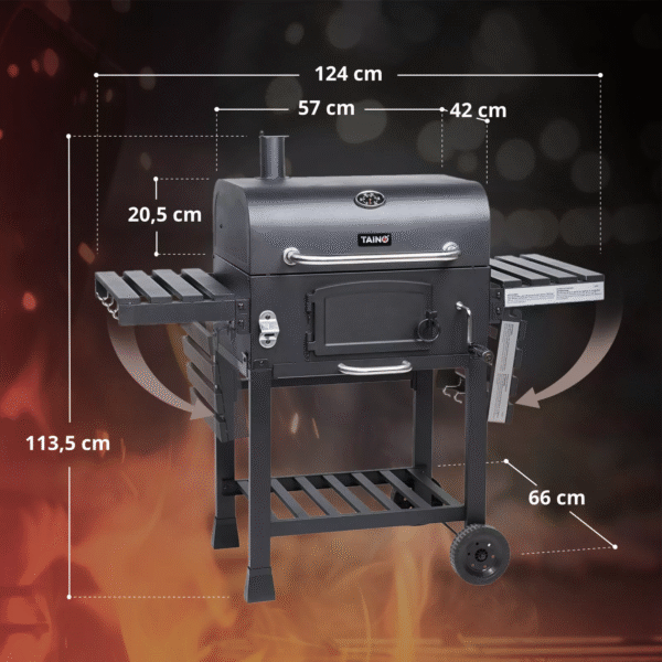 TAINO HERO XL Smoker BBQ GRILLWAGEN Holzkohle Grill Standgrill Räucherofen Kohle – Bild 6
