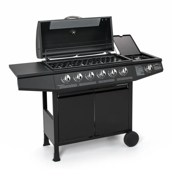 BASIC 6+1 Gasgrill – Edelstahl BBQ Grillwagen mit Seitenkocher – Bild 4