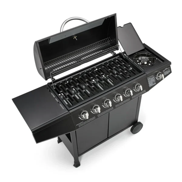 BASIC 6+1 Gasgrill – Edelstahl BBQ Grillwagen mit Seitenkocher – Bild 5