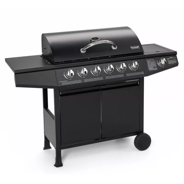BASIC 6+1 Gasgrill – Edelstahl BBQ Grillwagen mit Seitenkocher