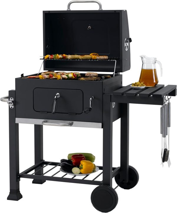 Tepro Toronto Click Holzkohlegrill – BBQ Grillwagen mit Deckel & Thermometer, 56x41 cm Grillfläche – Bild 5