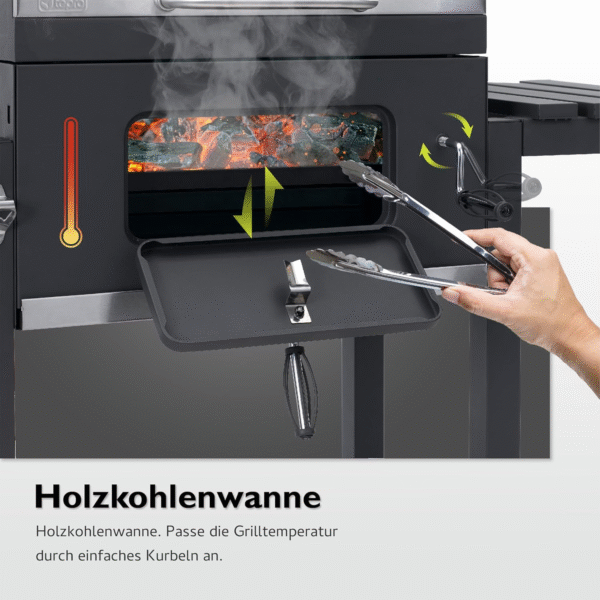 Tepro Toronto Click Holzkohlegrill – BBQ Grillwagen mit Deckel & Thermometer, 56x41 cm Grillfläche – Bild 5