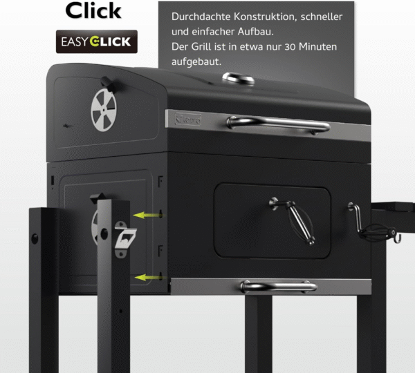Tepro Toronto Click Holzkohlegrill – BBQ Grillwagen mit Deckel & Thermometer, 56x41 cm Grillfläche – Bild 4
