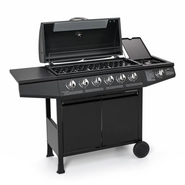 BASIC 6+1 Gasgrill – Edelstahl BBQ Grillwagen mit Seitenkocher – Bild 6