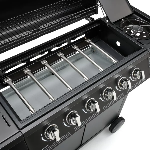 BASIC 6+1 Gasgrill – Edelstahl BBQ Grillwagen mit Seitenkocher – Bild 8